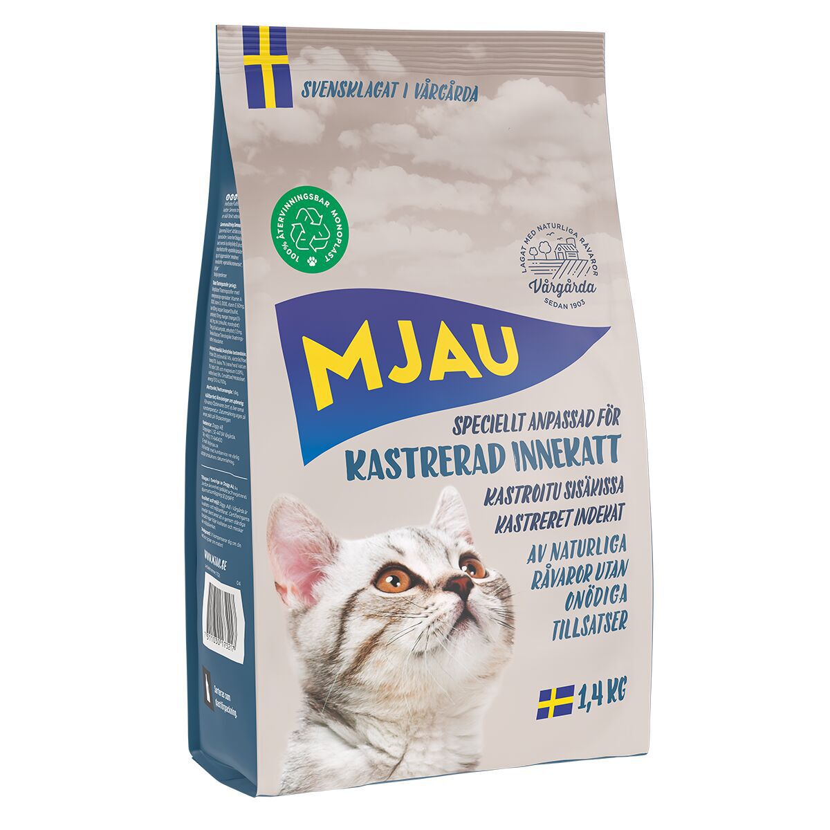 Mjau Kastrerad Innekatt, 1,4 kg