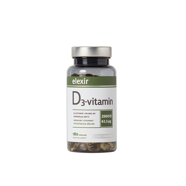 Elexir Pharma D3-vitamin 2500 IE, 180 kapslar