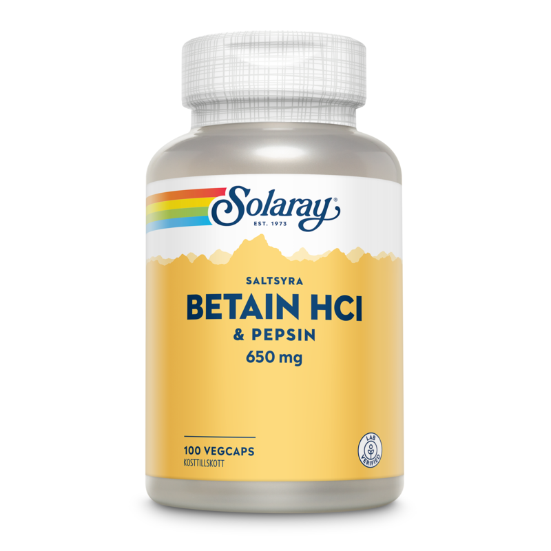 Solaray Betain HCl & Pepsin 100 kapslar