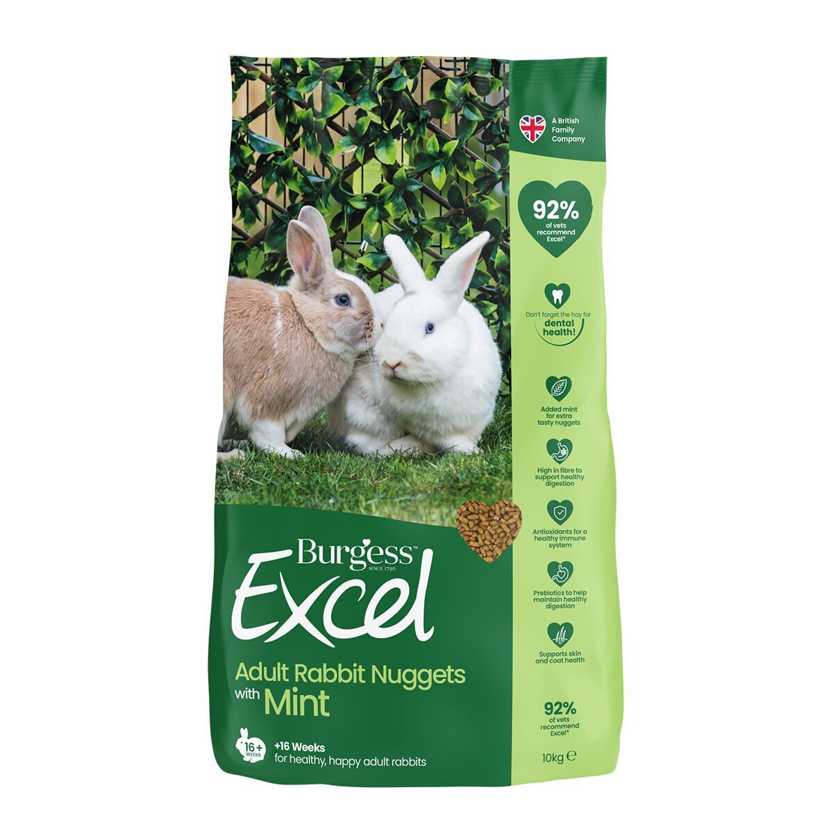 Burgess Excel Adult Rabbit Nuggets med mynta 1,5 kg