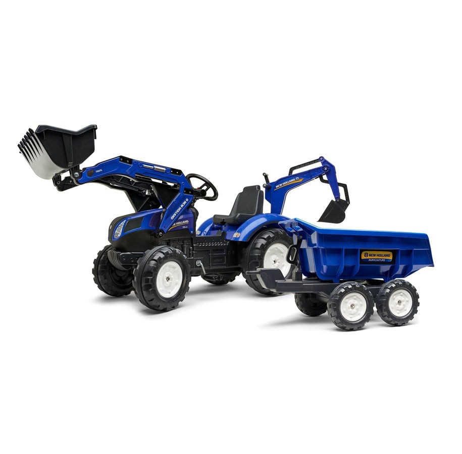 Falk Traktorgrävare New Holland med tippsläp