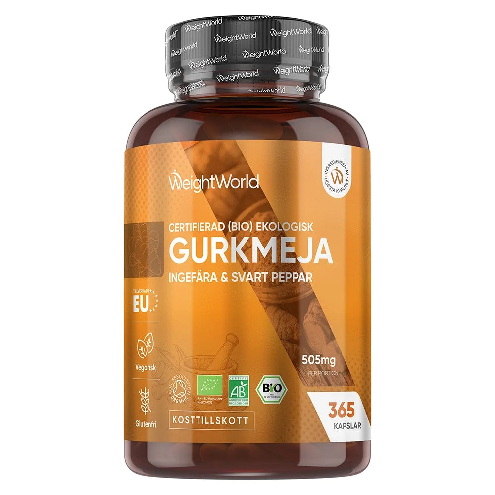 WeightWorld Ekologisk Gurkmeja med ingefära och svartpeppar 365 kapslar