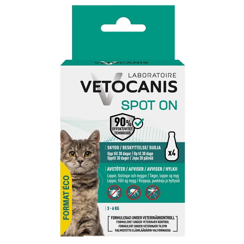 Vetocanis Anti-parasit Spot on katt, 4 x 1,2 ml