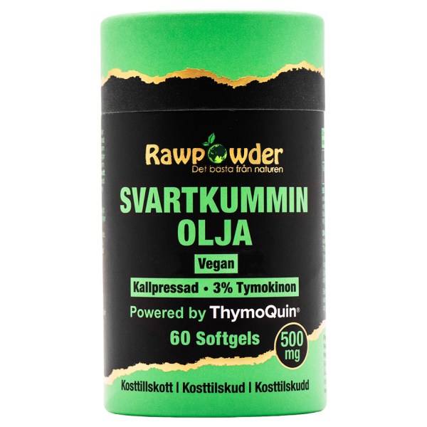 RawPowder Svartkumminolja 500 mg 60 kapslar