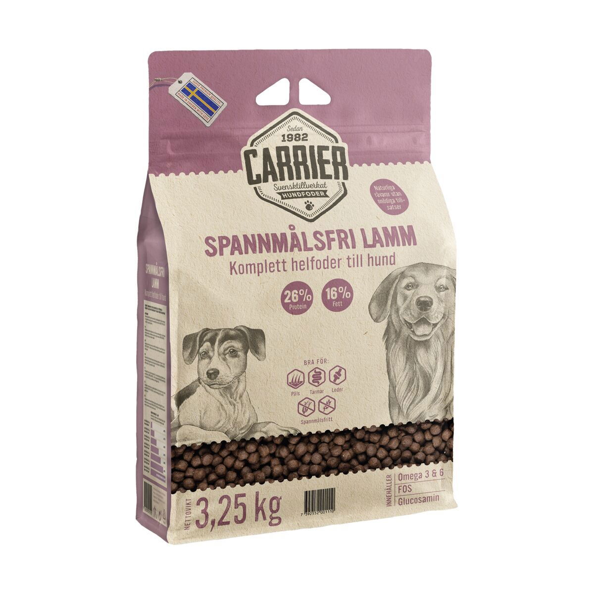 Carrier Spannmålsfri Lamm 3,25 kg