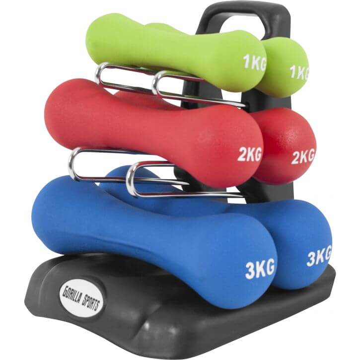 Gorilla Sports Hantelset 2x1, 2x2 och 2x3 kg