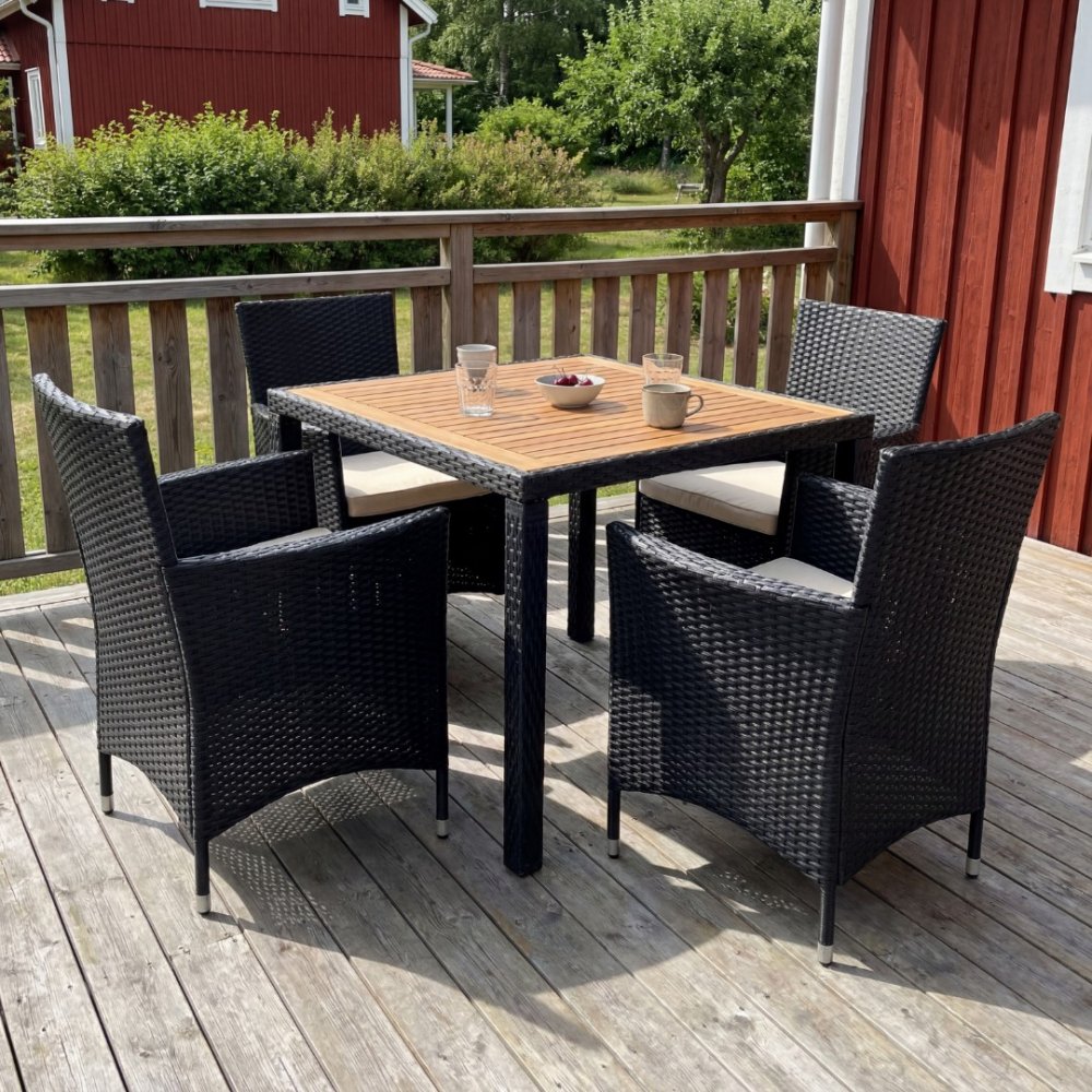 Lyfco Jonstorp liten matgrupp i konstrotting, 4 stolar