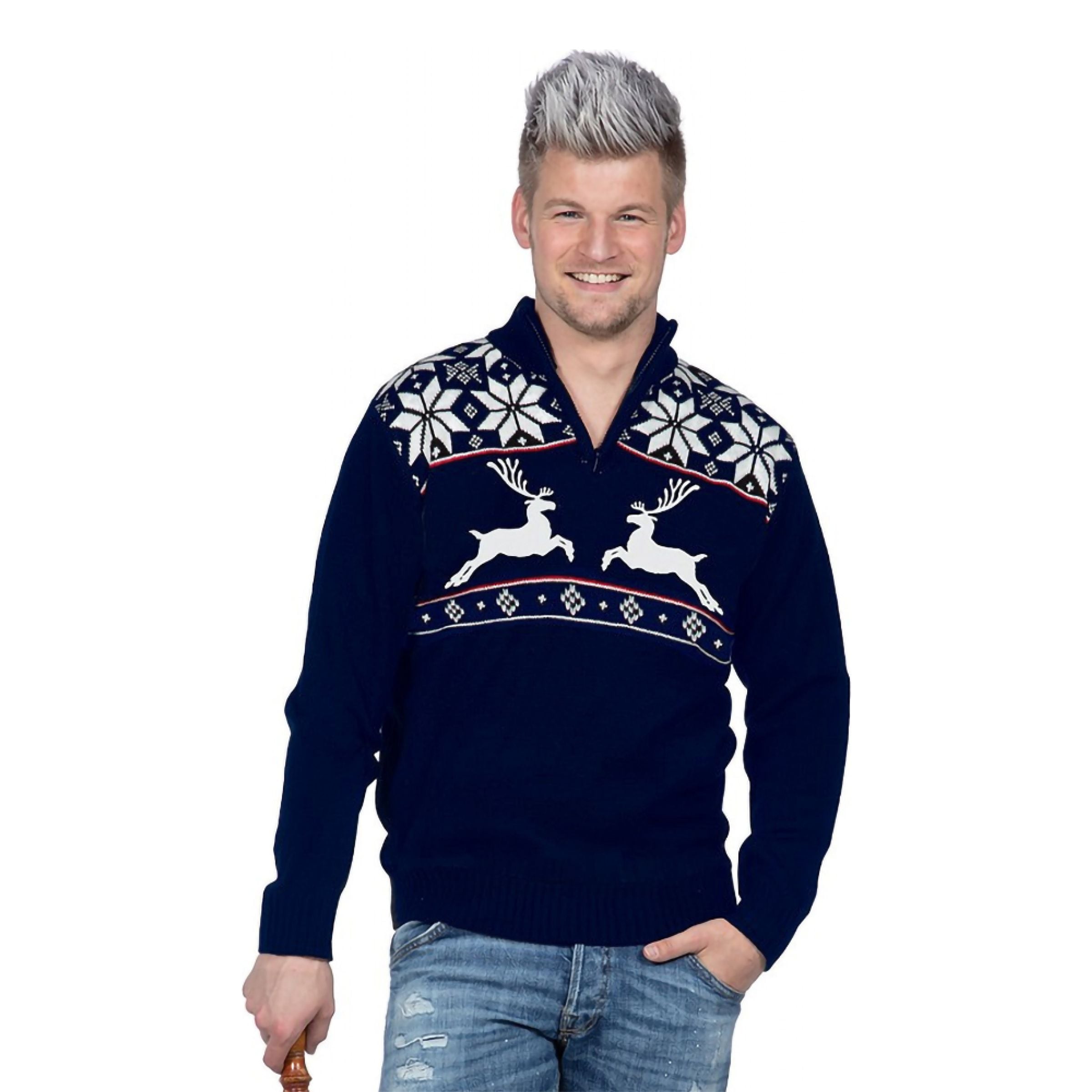 Wilbers & Wilbers Ren Blå Jultröja med Zip