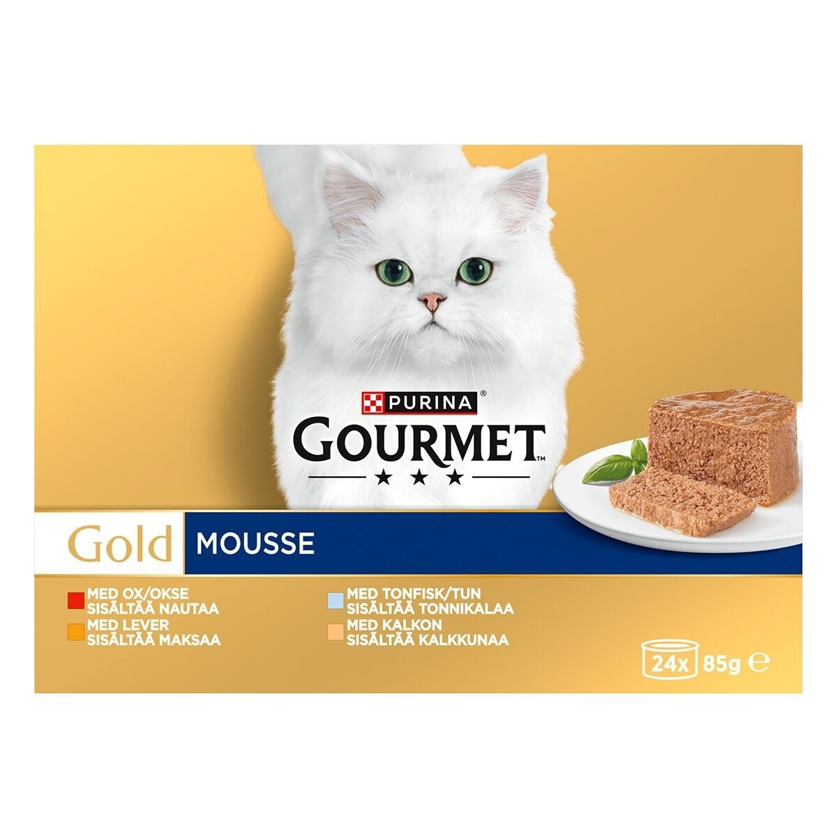 Gourmet Gold Mousse Kött & Fisk 24 × 85 g