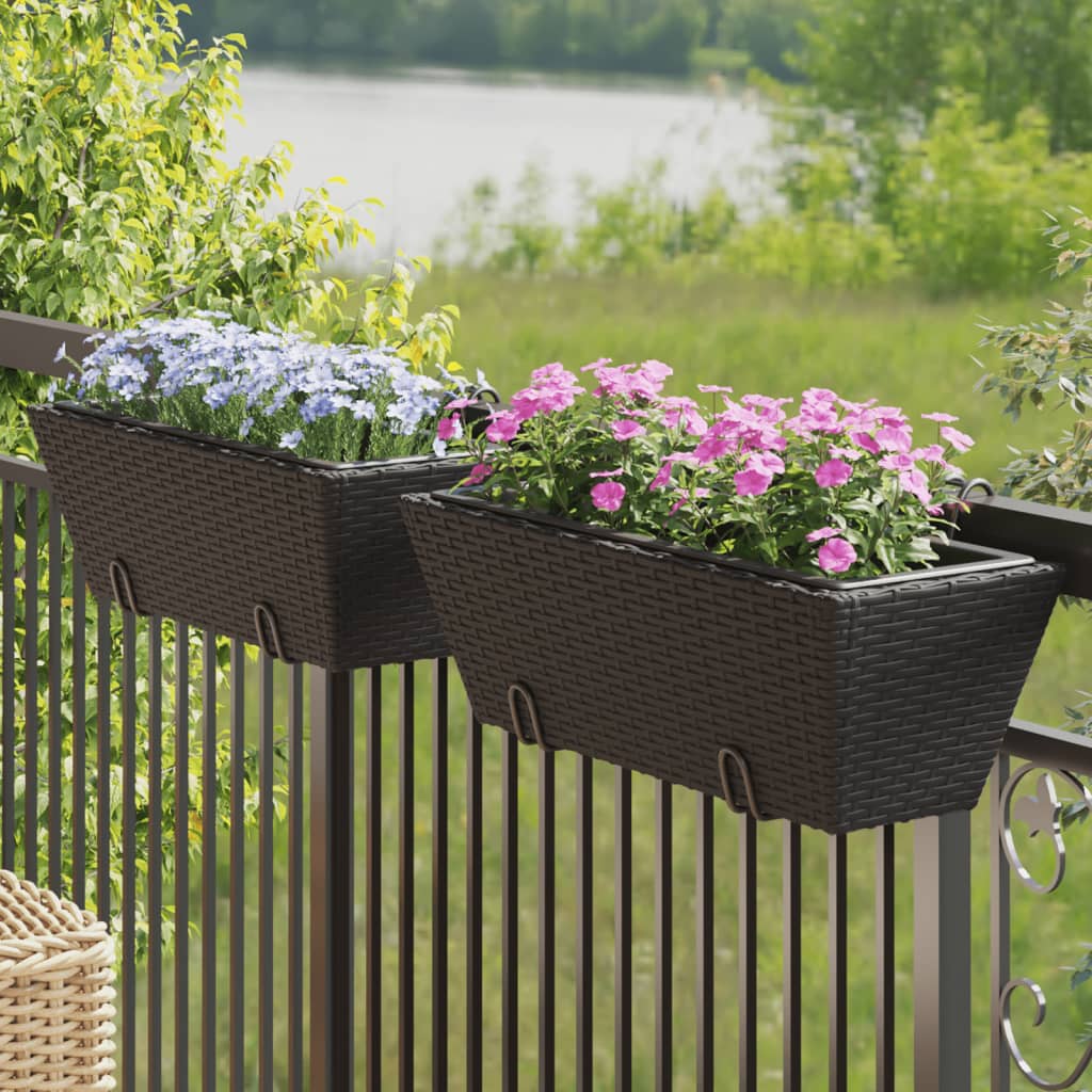 vidaXL blomlådor i konstrotting med krokar (2-pack)