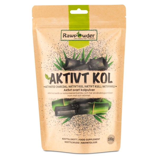 RawPowder Aktivt kol pulver, 100 g