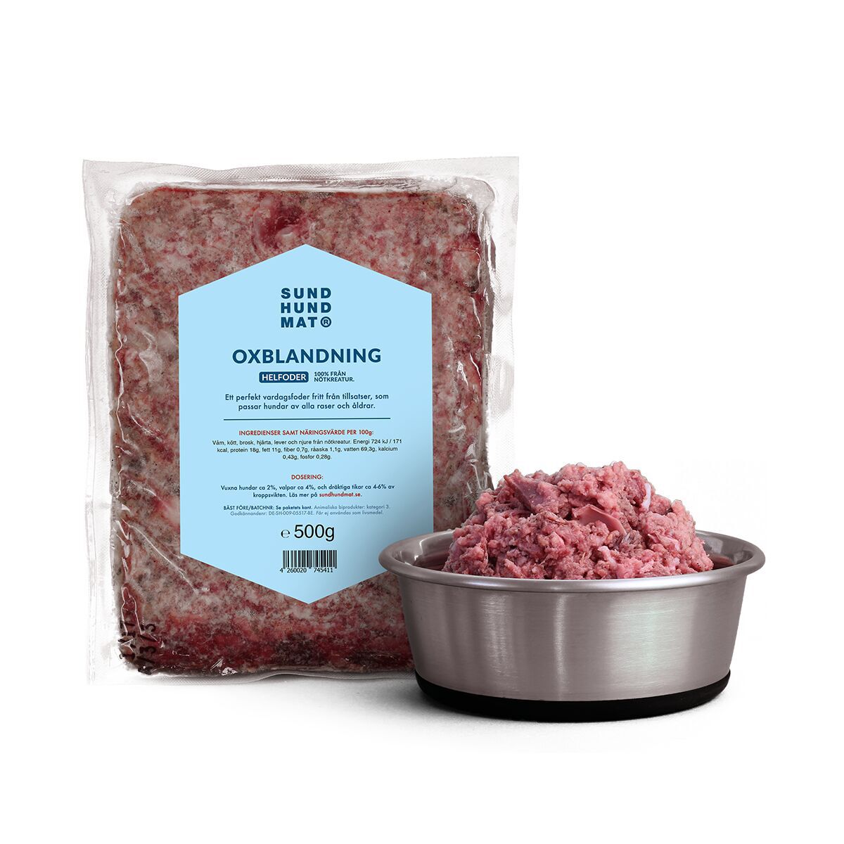 Sund Hundmat Oxblandning 24 × 500 g