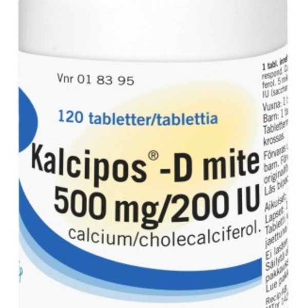 Kalcipos-D mite 500 mg/200 IE 120 tabletter