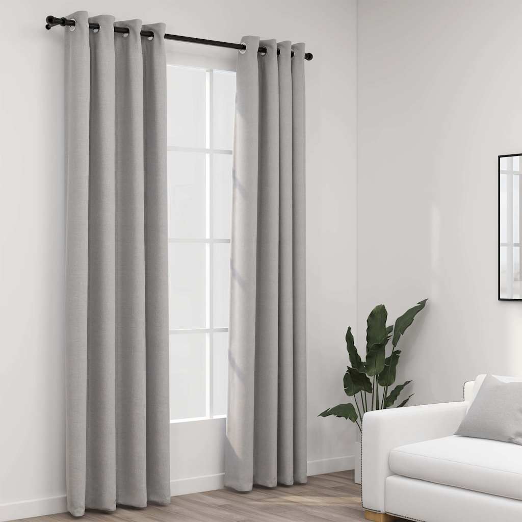 vidaXL mörkläggningsgardin linnelook 2 × 140 × 245 cm