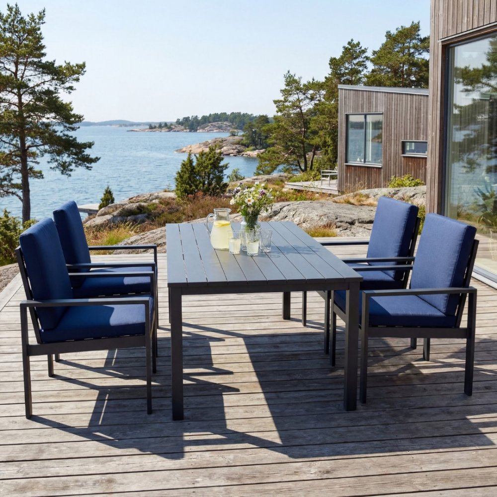 Lyfco Hamnviken matgrupp i aluminium, 4 stolar