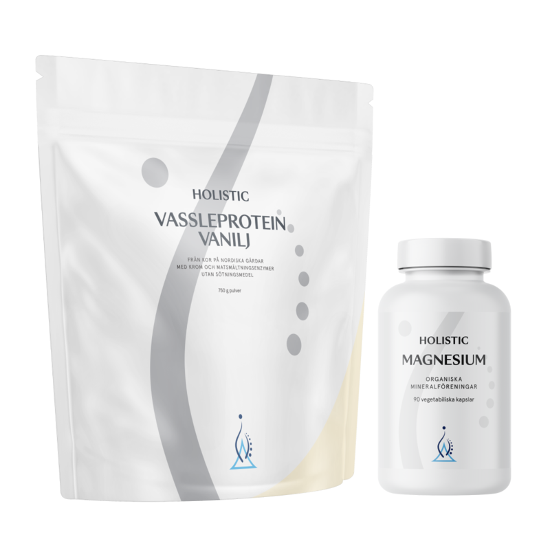 Holistic Vassleprotein 750 g + Magnesium 90 kapslar