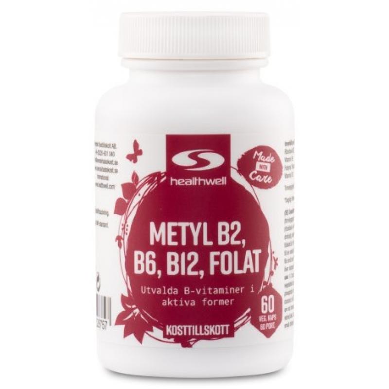Healthwell Metyl B2, B6, B12, Folat Puraktiv 60 kapslar