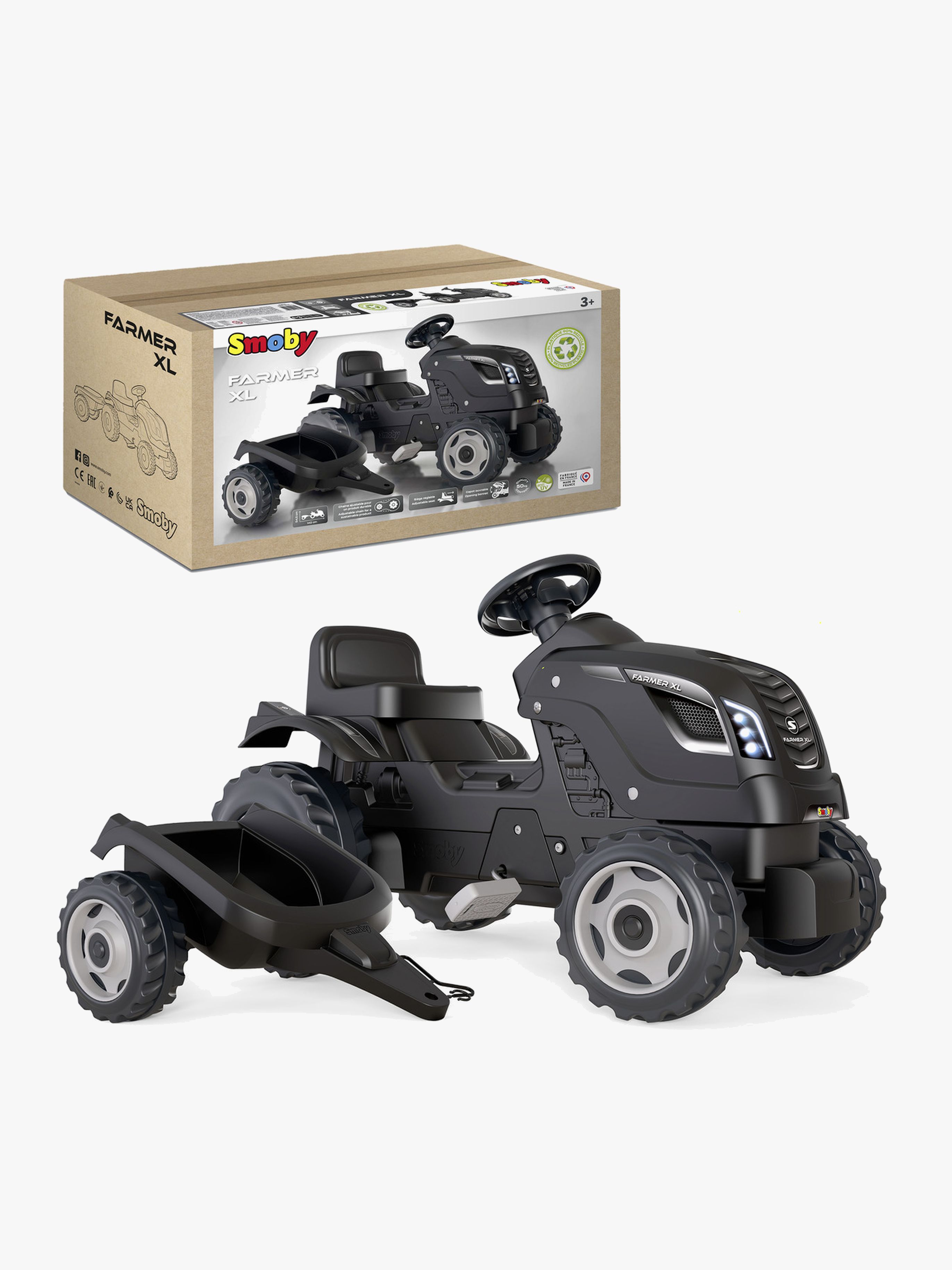Smoby Farmer XL med släpvagn (svart)