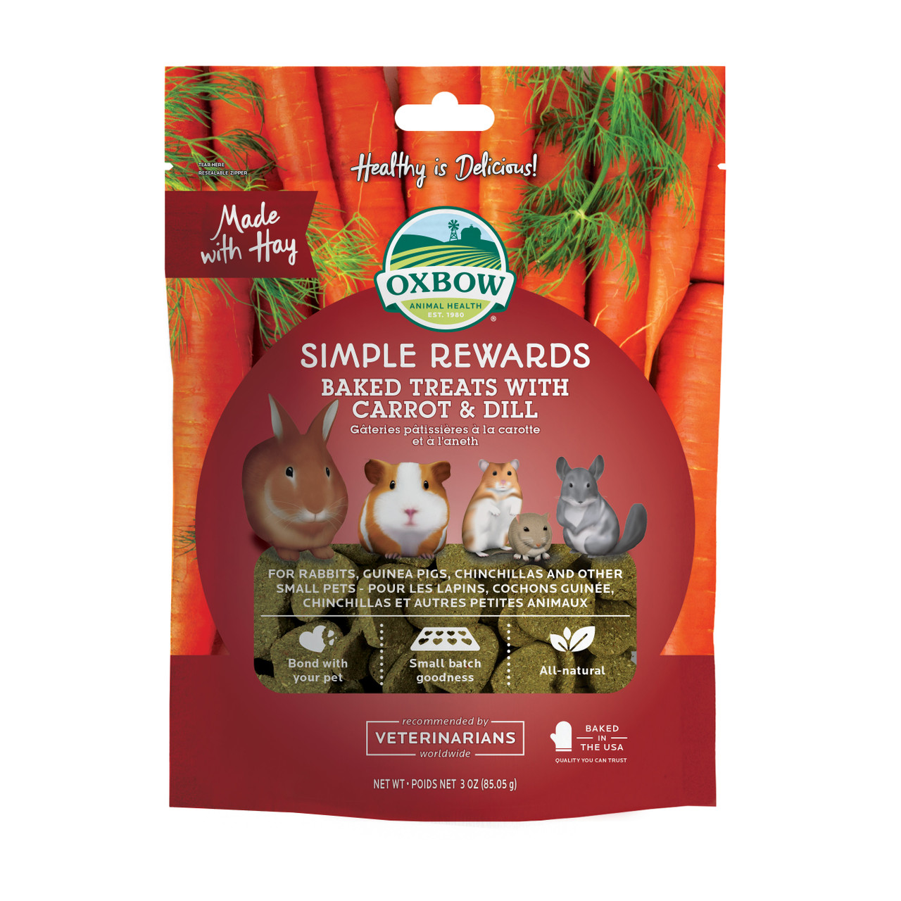 Oxbow Simple Rewards Ugnsbakat godis Morot och dill 85 g