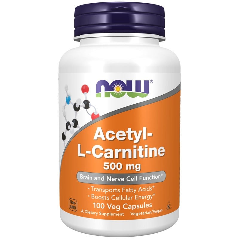 NOW Acetyl-L-karnitin 500 mg (100 kapslar)