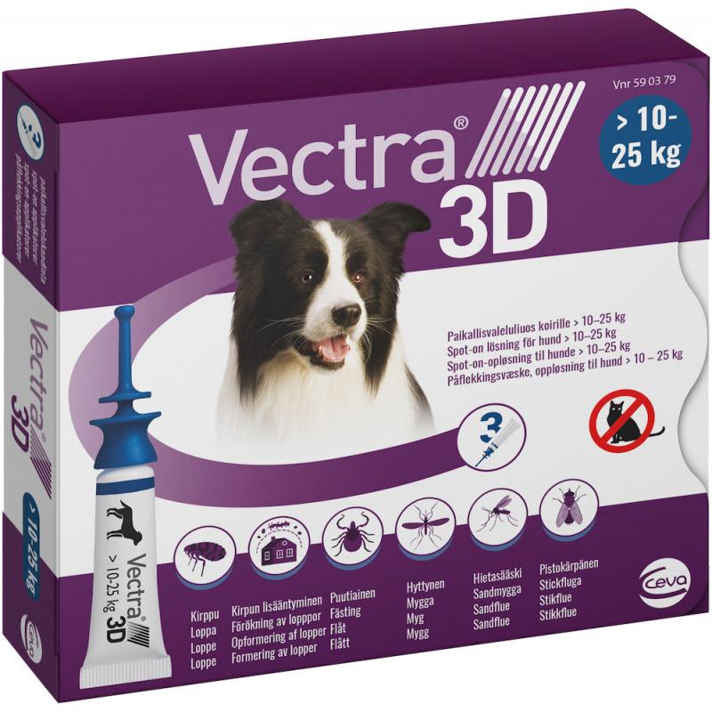 Vectra 3D spot-on hund 10–25 kg, 3 x 3,6 ml